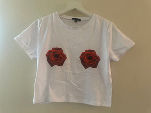 White Rose”My Boobs My Business” Crop Top