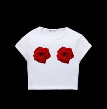 Load image into Gallery viewer, White Rose”My Boobs My Business” Crop Top