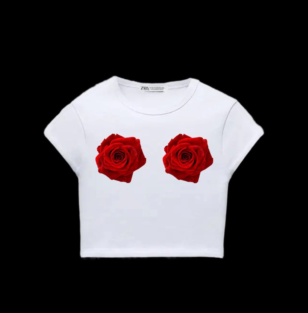 White Rose”My Boobs My Business” Crop Top