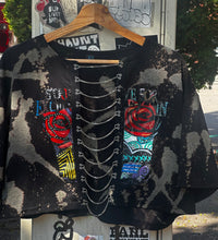 Load image into Gallery viewer, #2 Sexy Hand Painted Crop Top w/chains