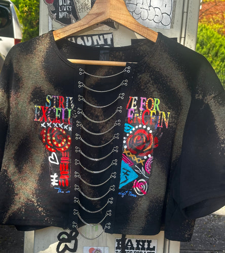 #1 Sexy Hand painted crop top w/ chains