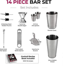 Load image into Gallery viewer, Bar Tools Set (14 piece) Stainless Steel Bartender Kit